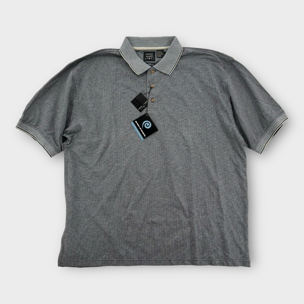 VINTAGE‎ Cotton Traders Sport Polo Shirt Mens XL Dry Point Textured Gray NWT